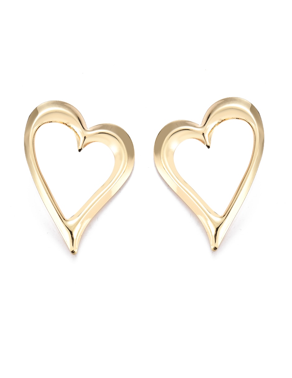 Aretes largos corazón Lieb con acabado liso