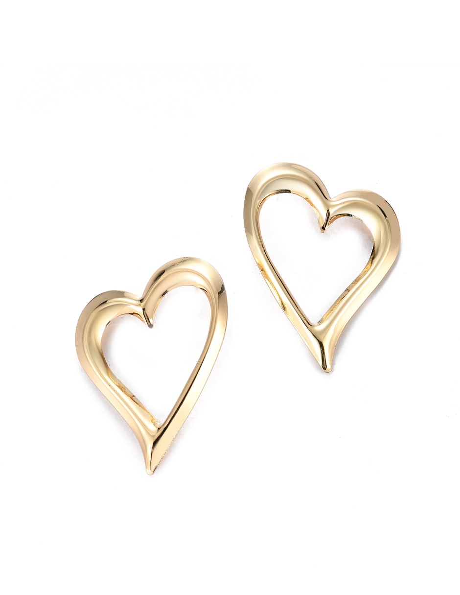 Aretes largos corazón Lieb con acabado liso