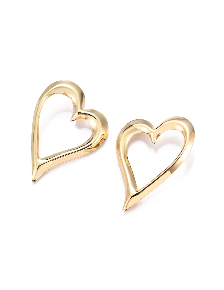 Aretes largos corazón Lieb con acabado liso