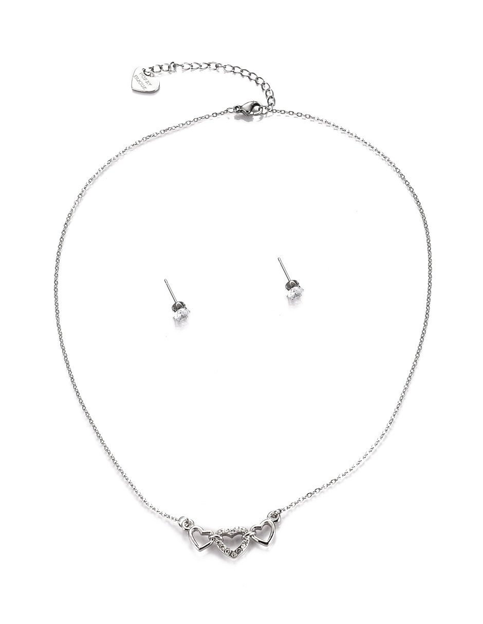 Aretes y collar de corazón cristal 5