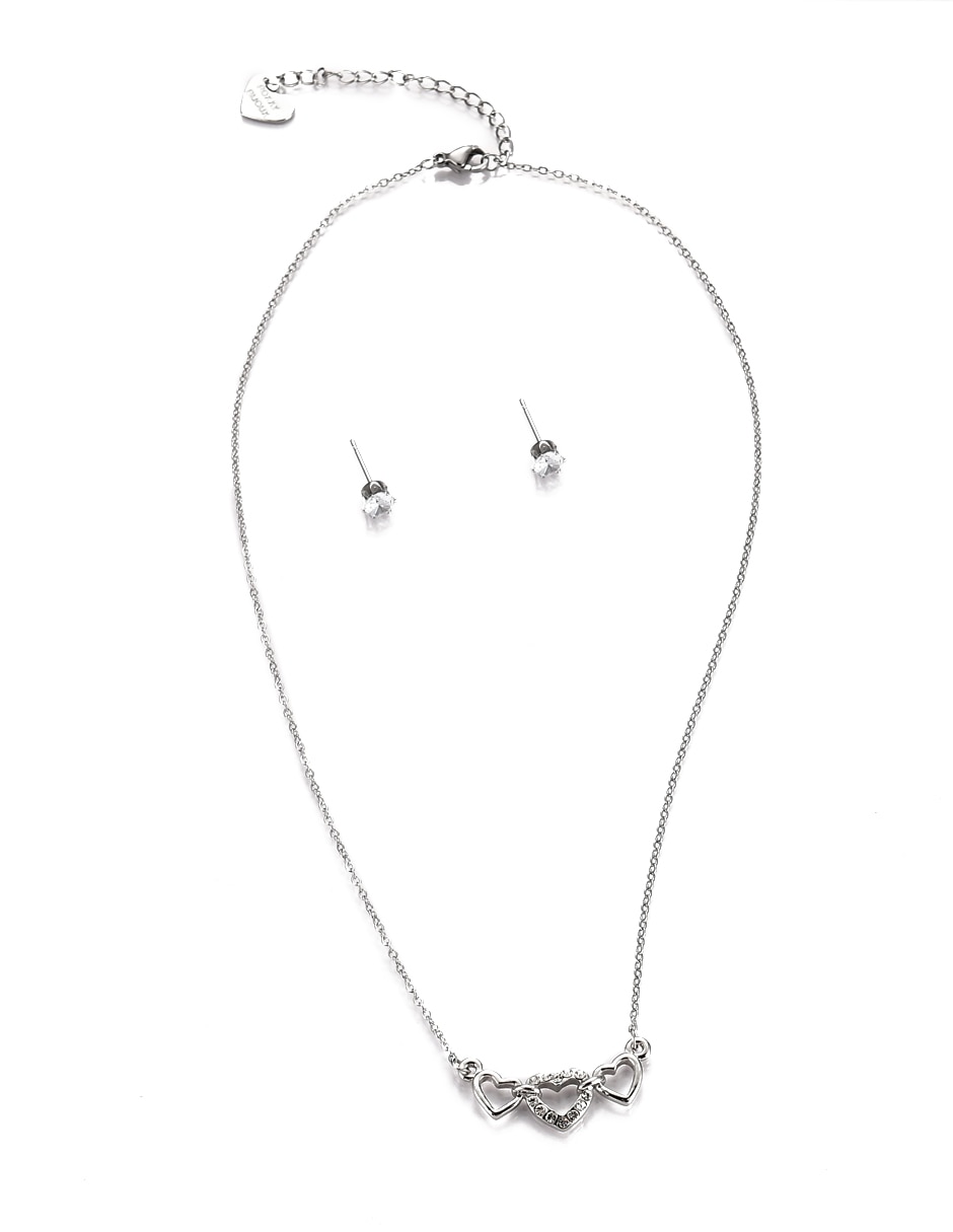 Aretes y collar de corazón cristal 6