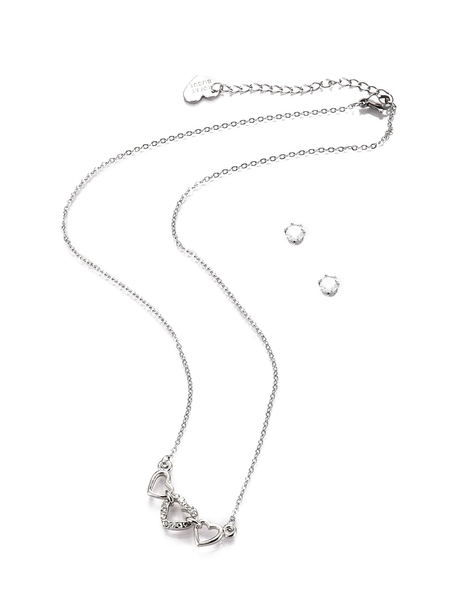 Aretes y collar de corazón cristal 7