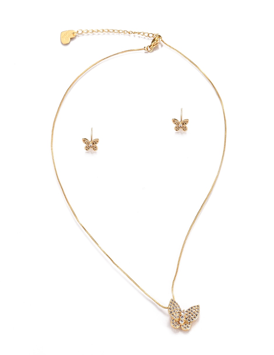 Aretes y collar de mariposa zirconia 6