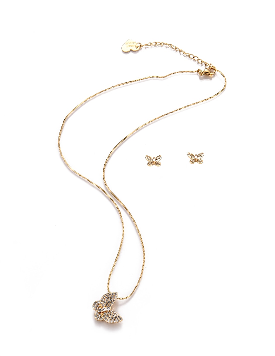 Aretes y collar de mariposa zirconia 7