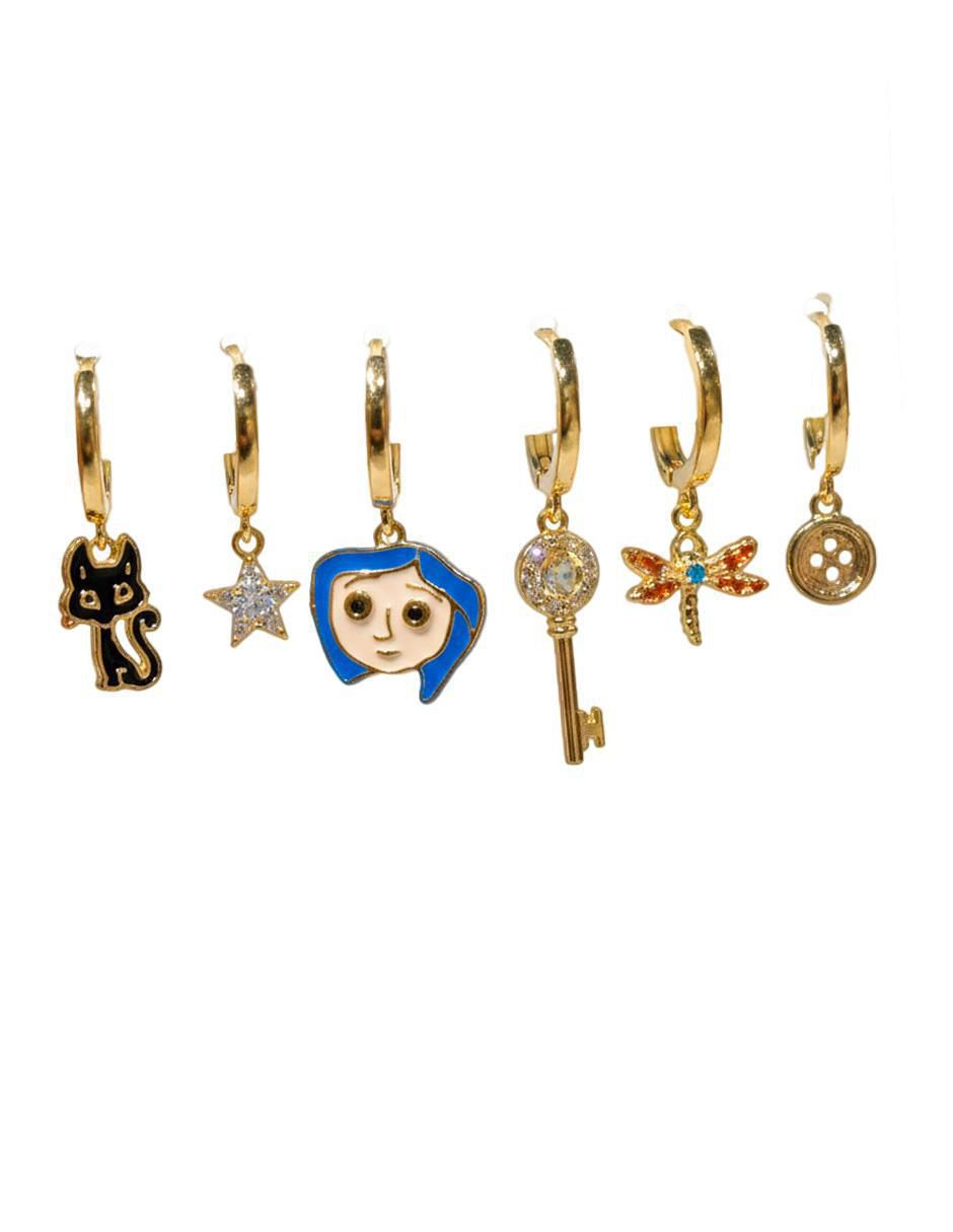 Set de aretes Caroline de oro laminado 10 K con acabado pulido