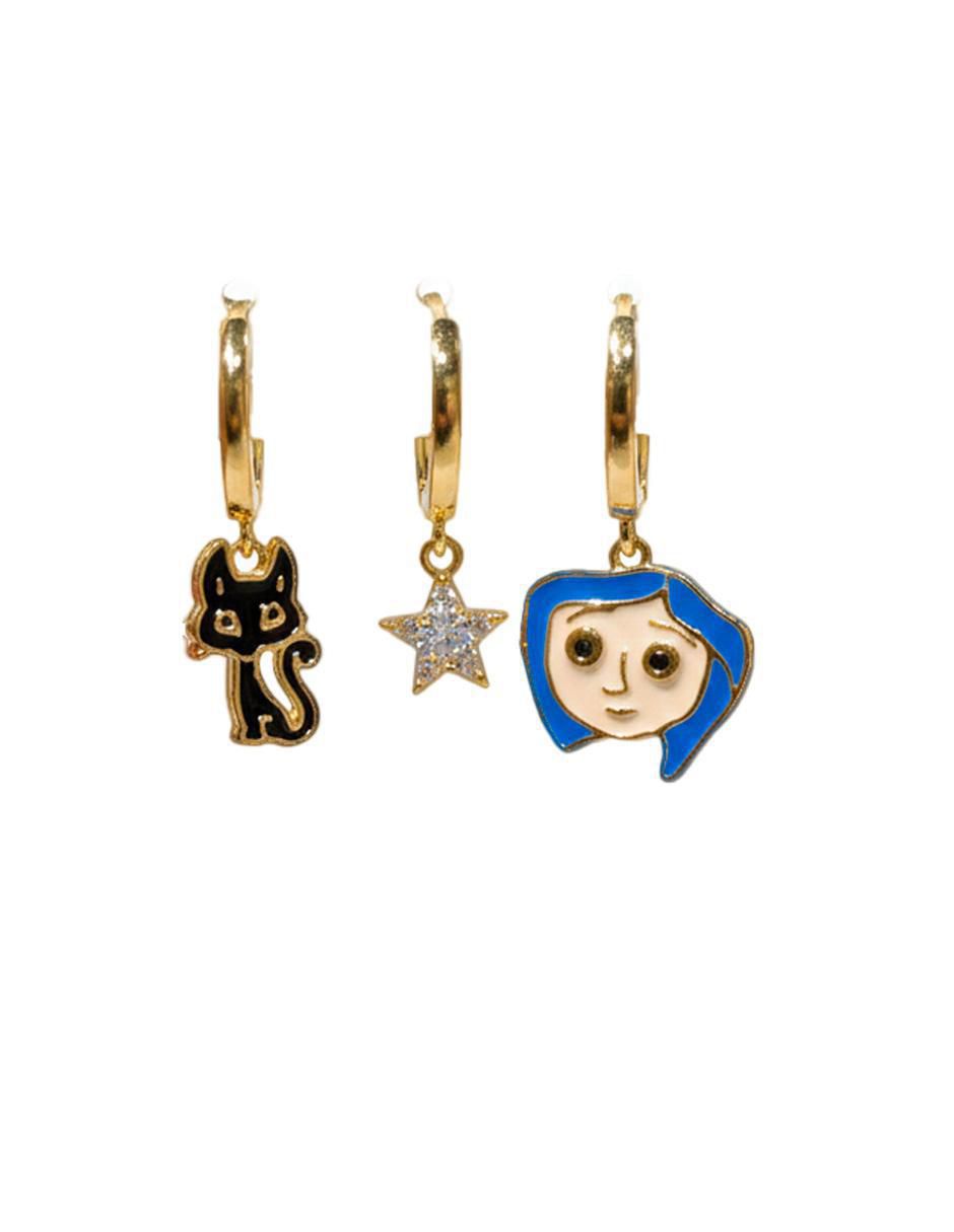 Set de aretes Caroline de oro laminado 10 K con acabado pulido 2