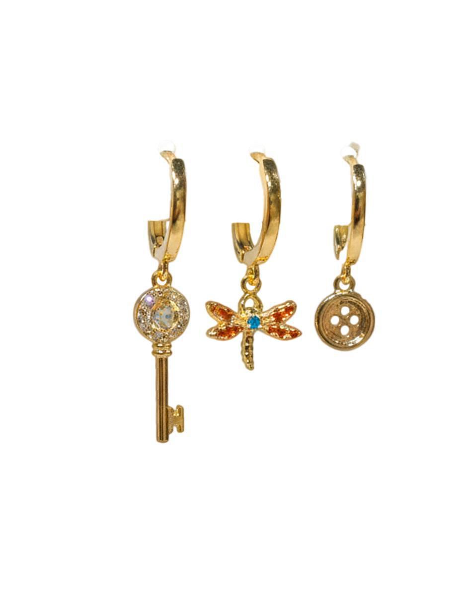 Set de aretes Caroline de oro laminado 10 K con acabado pulido 3