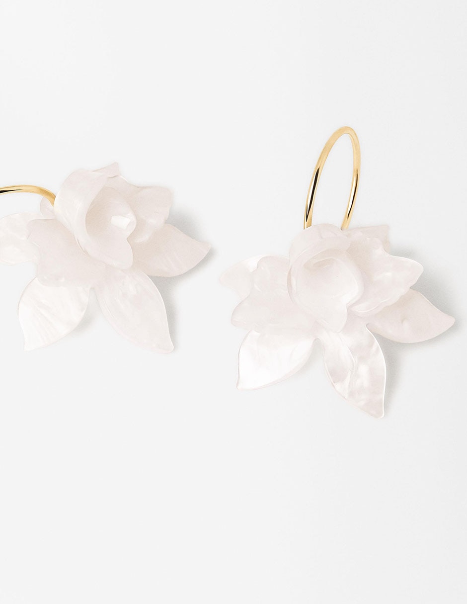 Aretes de aro flor Trend con acabado brillante 5