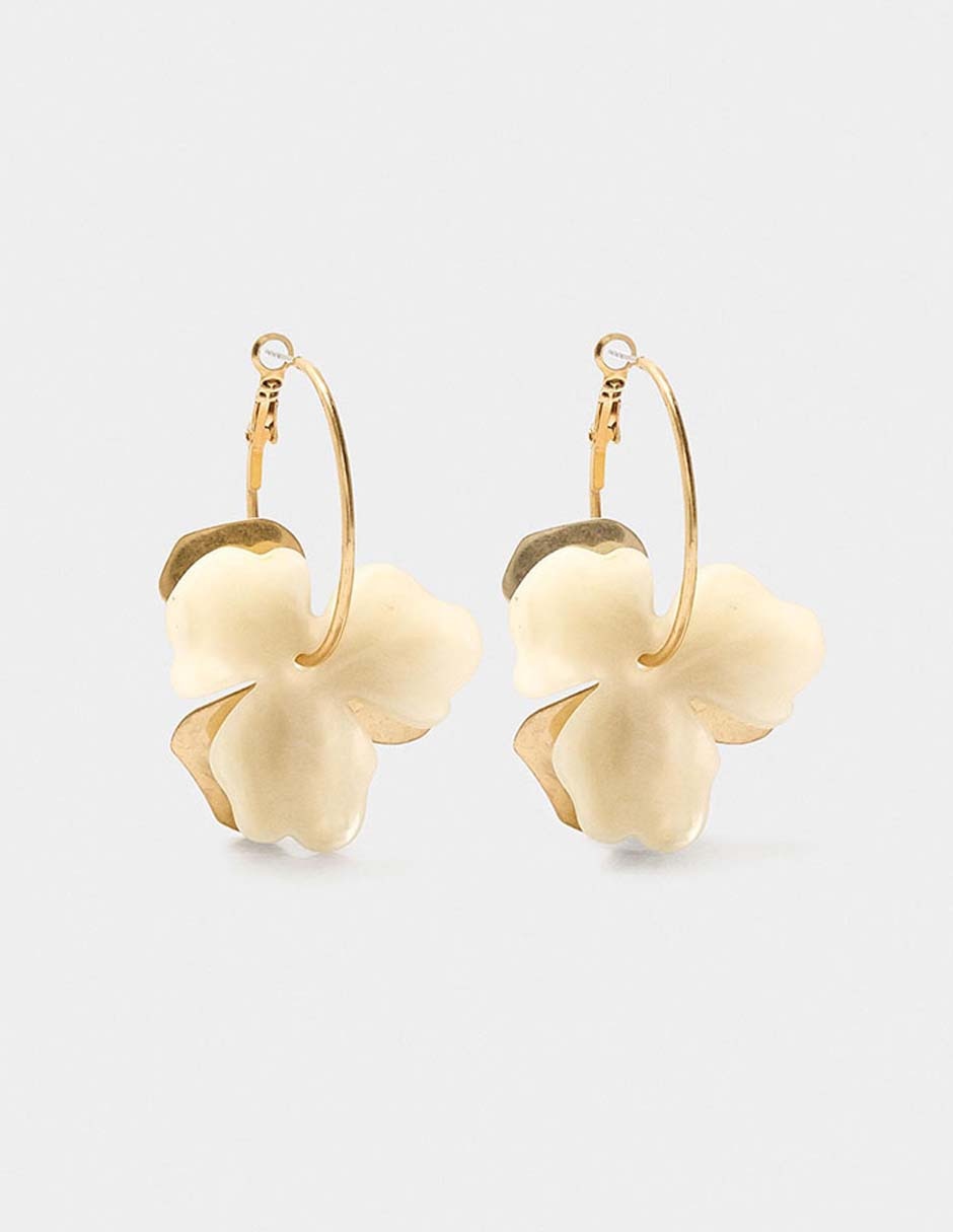 Aretes de aro de flor Golden Basics