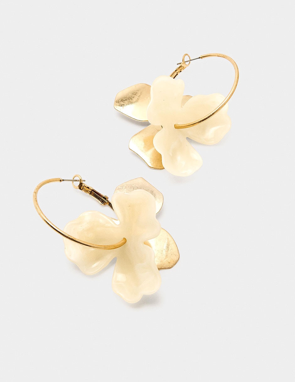 Aretes de aro de flor Golden Basics