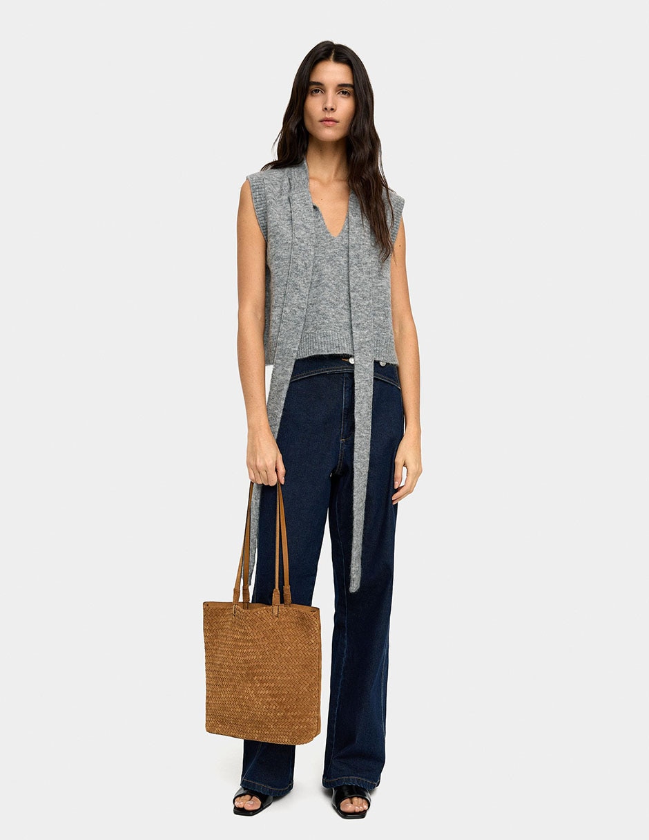 Bolsa shopper de piel para mujer 6