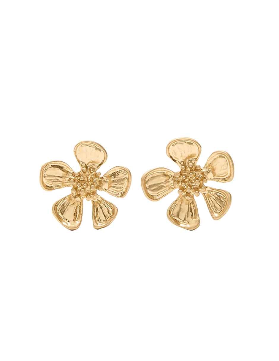 Aretes cortos de flor Golden Basics con acabado brillante Aretes cortos de flor Golden Basics con acabado brillante