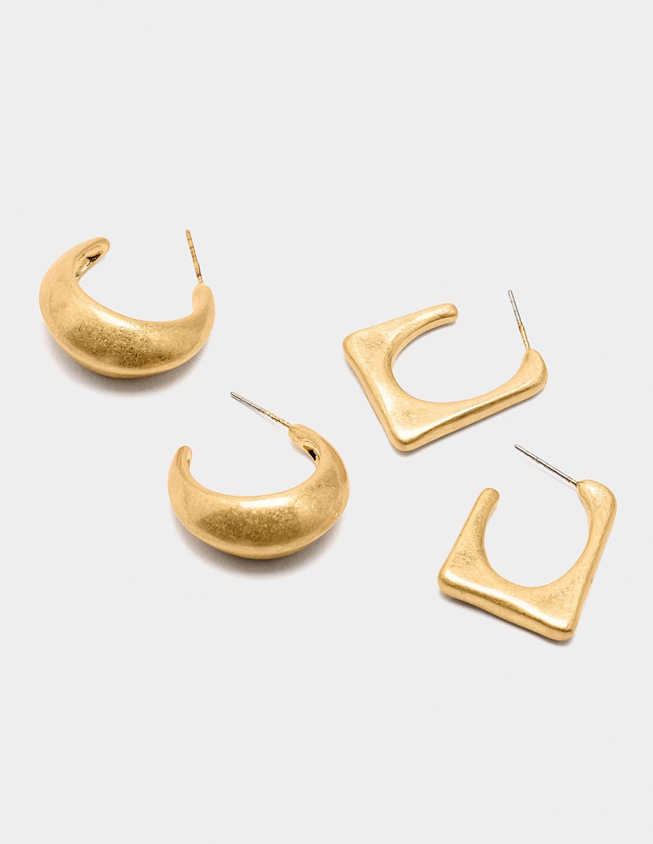 Set de aretes Parfois Golden Basics