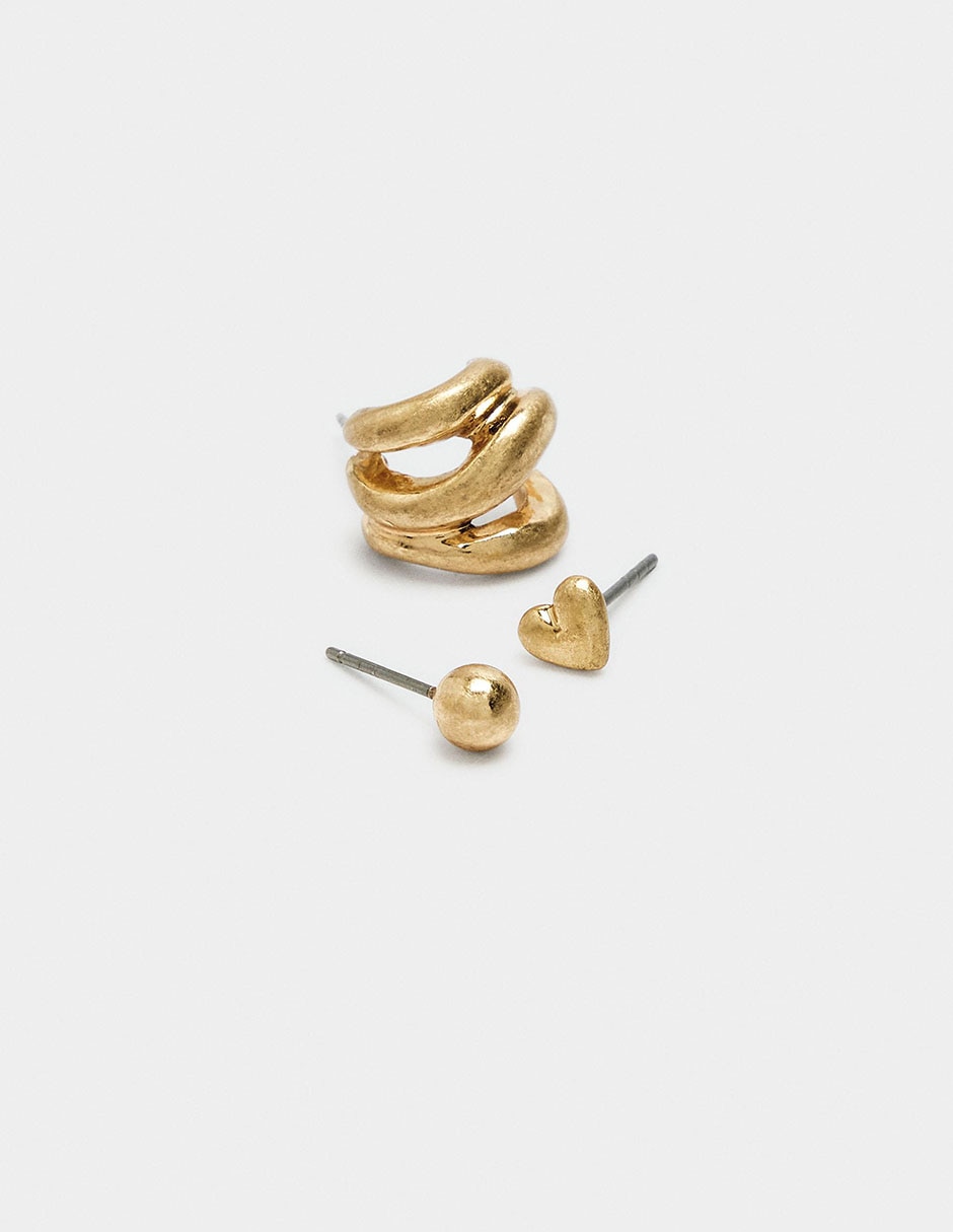Set de aretes Golden Basics Perla 2