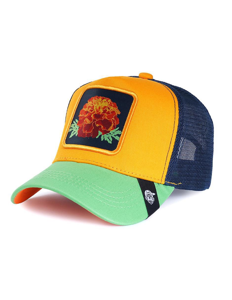 Gorra visera curva broche casual Flor de cempasuchil para adulto 2