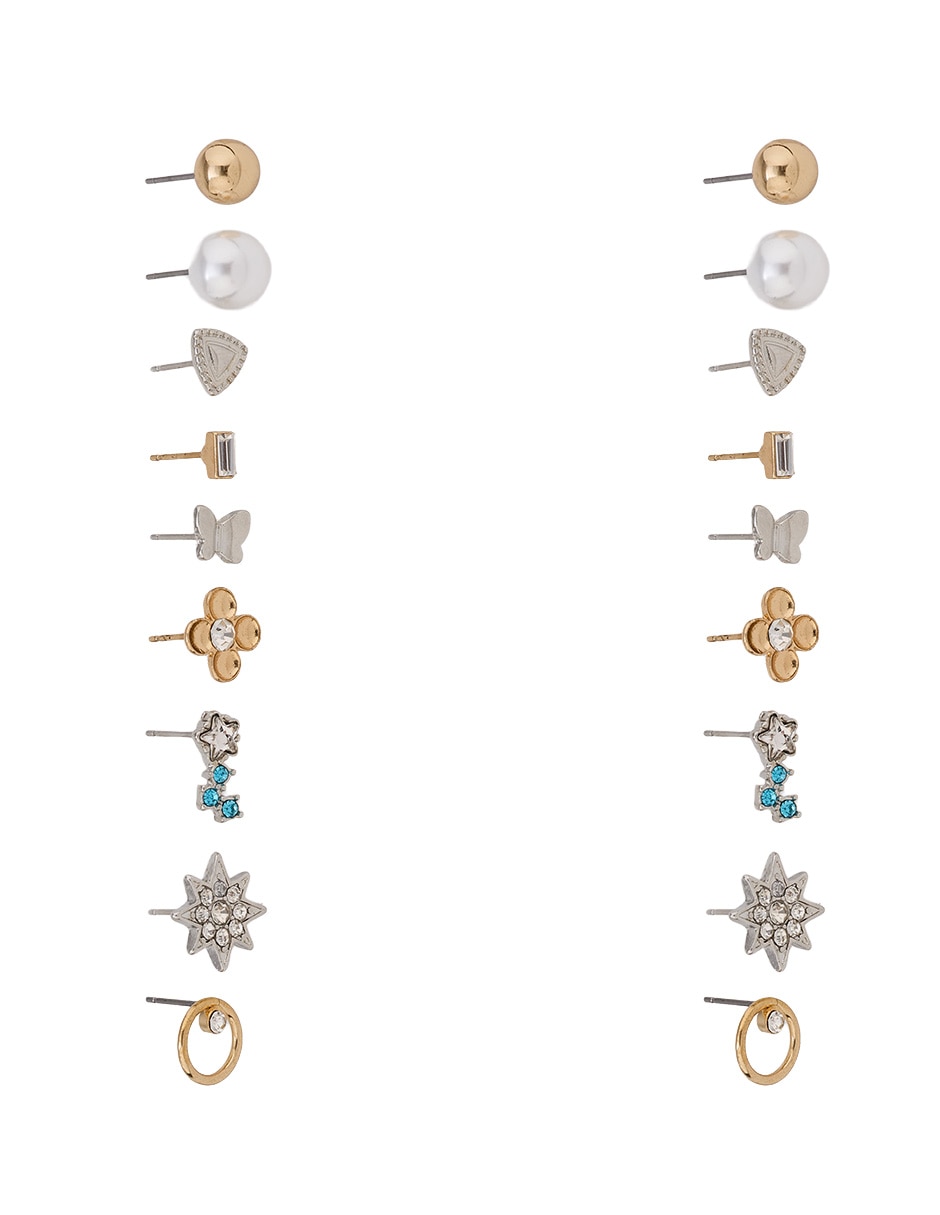 Set de aretes map con acabado liso brillante