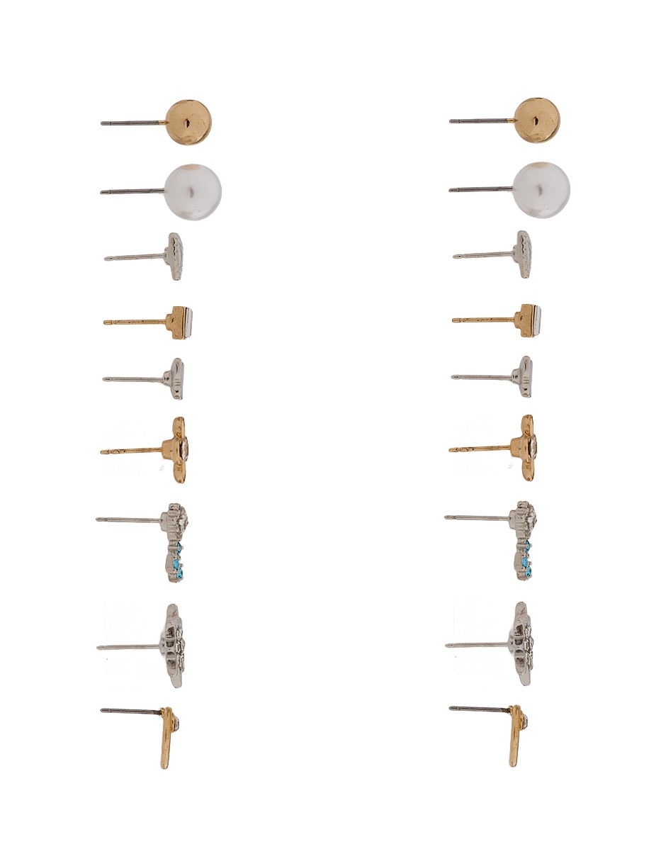 Set de aretes map con acabado liso brillante