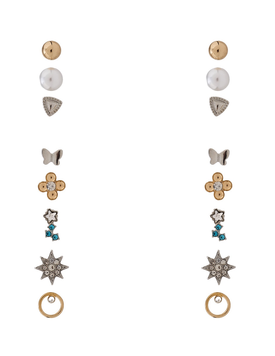 Set de aretes con acabado liso brillante