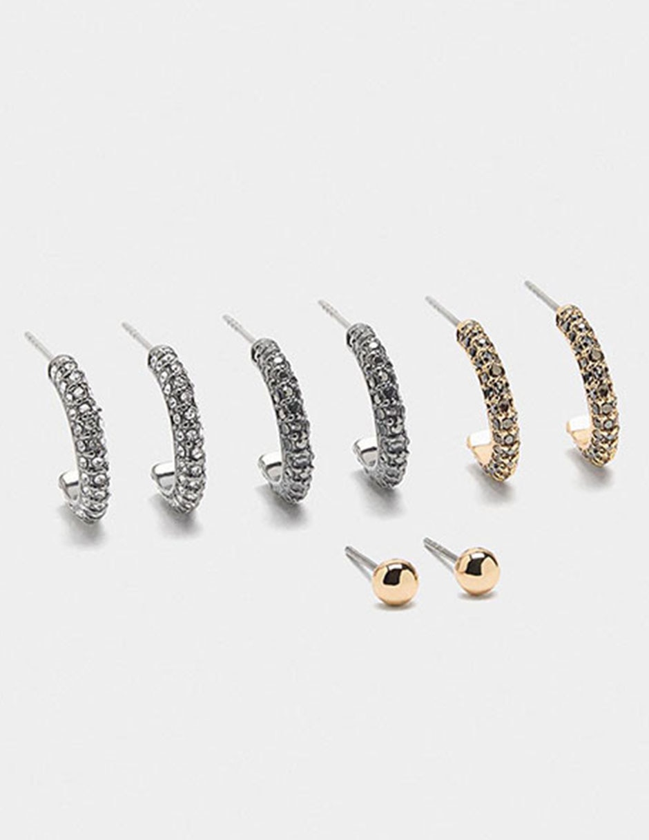 Set de aretes Parfois con acabado martillado