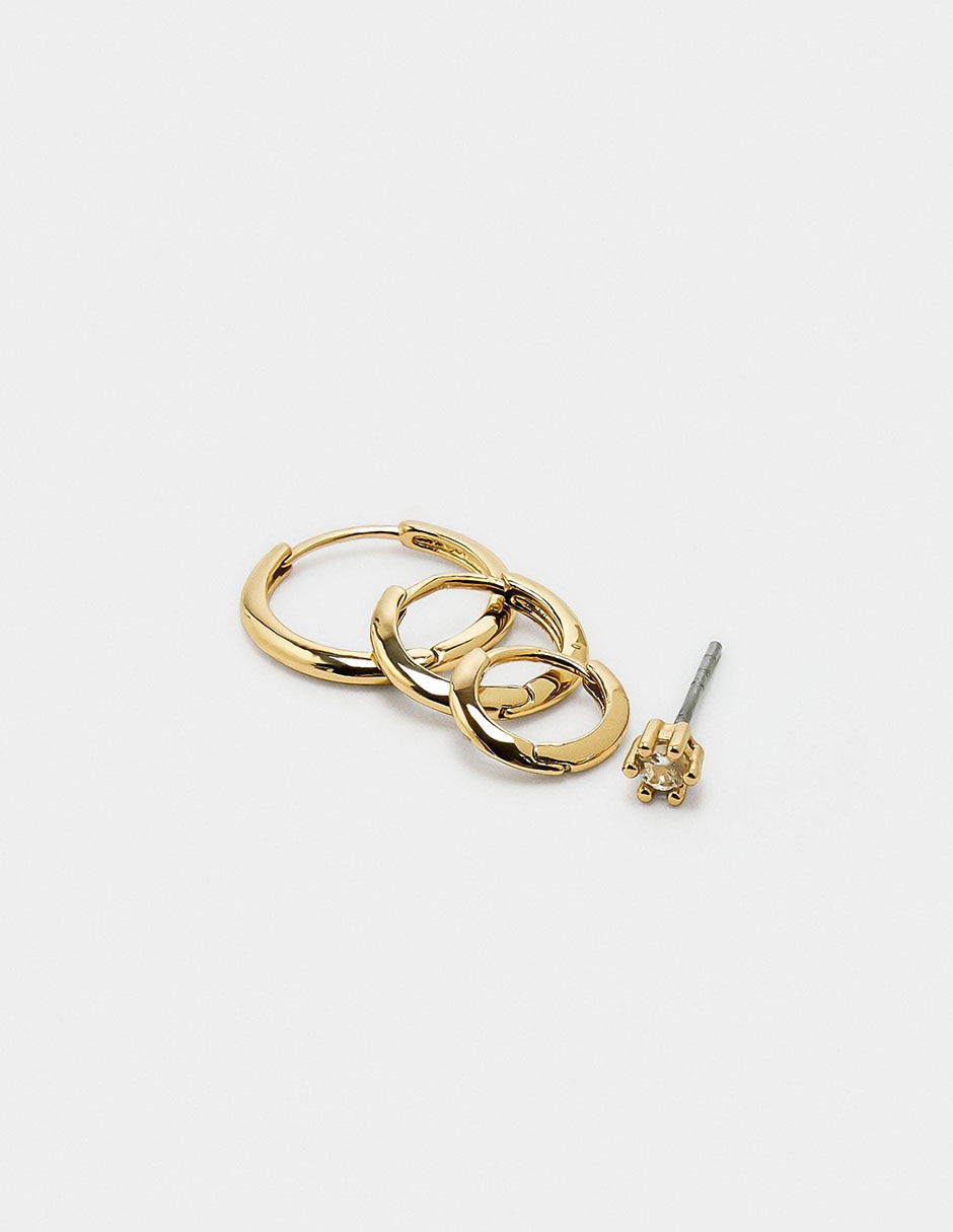 Set de aretes Parfois Golden Delicates con acabado liso