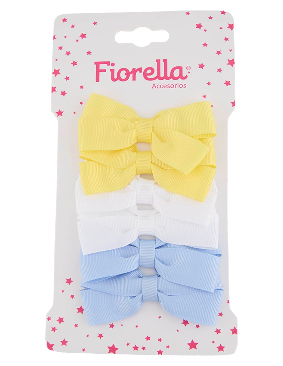 Set moño 6 piezas que incluye moños para cabello Fiorella con aplicación broche