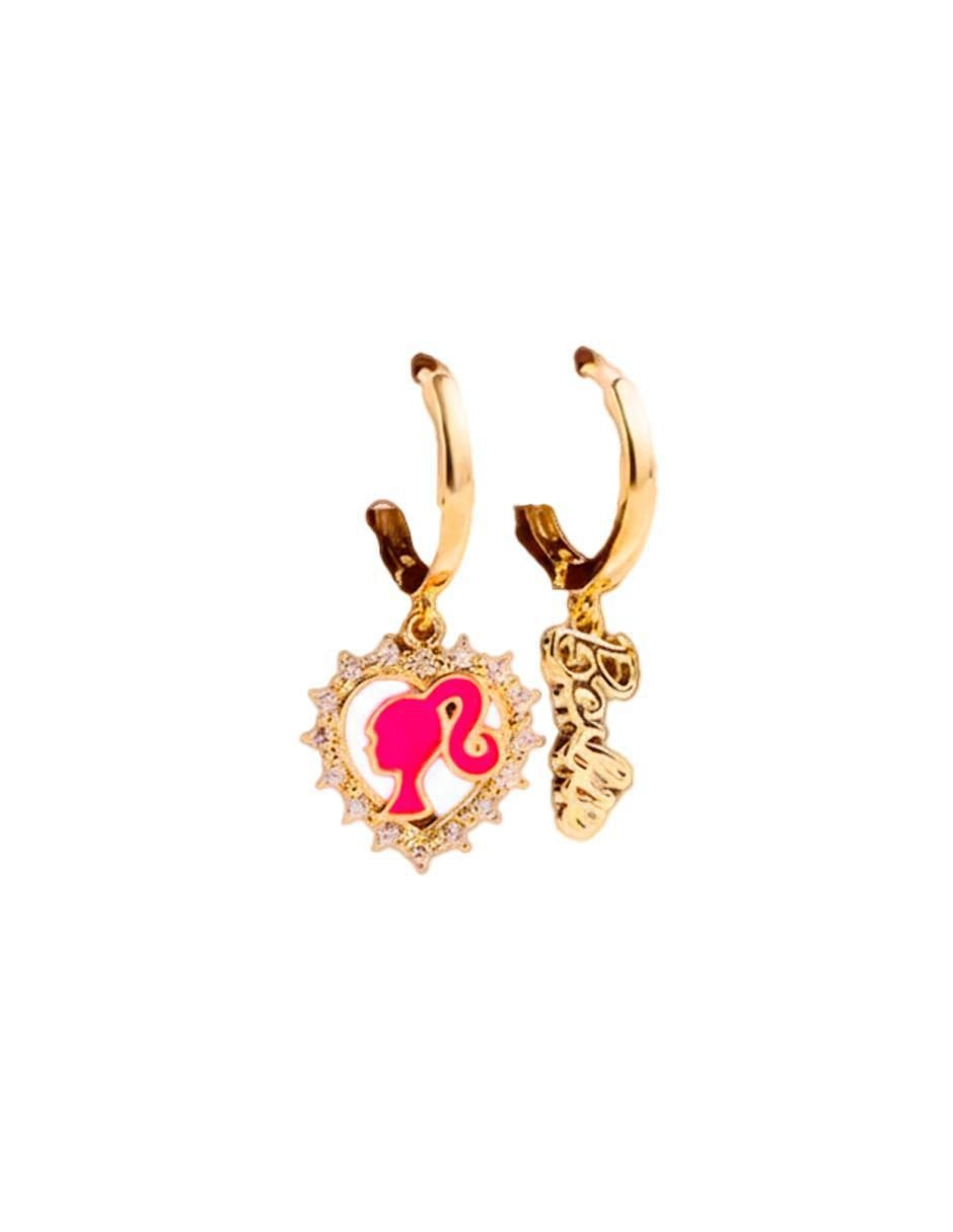 Set de aretes Barbie de oro laminado 9 k con acabado brillante 2