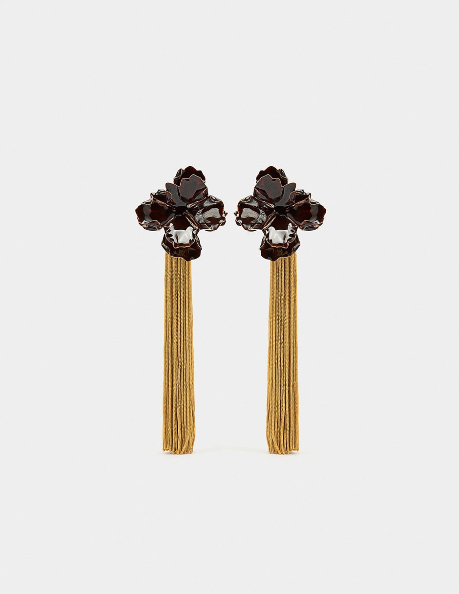 Aretes largos Amber con acabado brillante