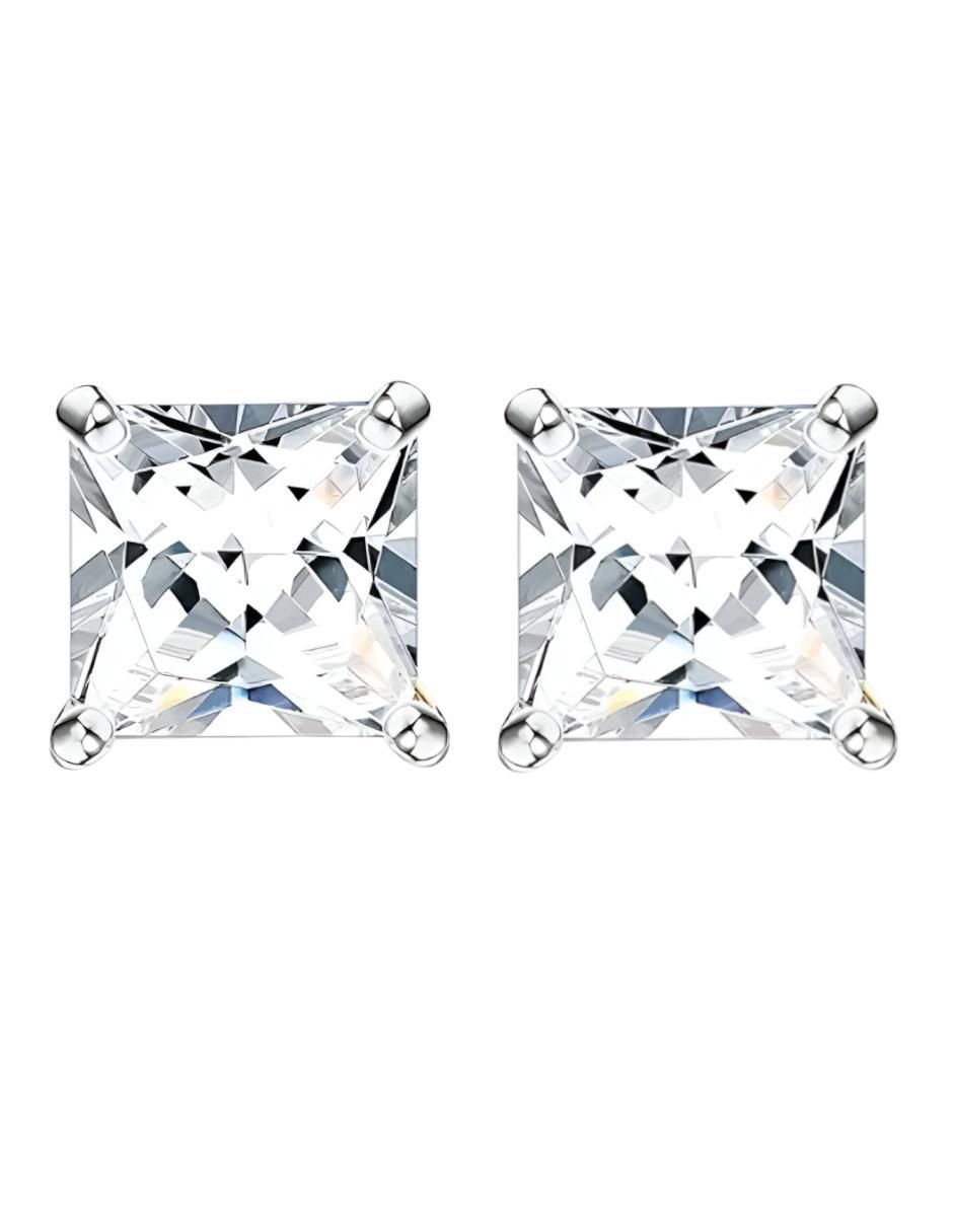 Aretes cuadrados de plata P 925 con acabado brillante Aretes cuadrados de plata P 925 con acabado brillante