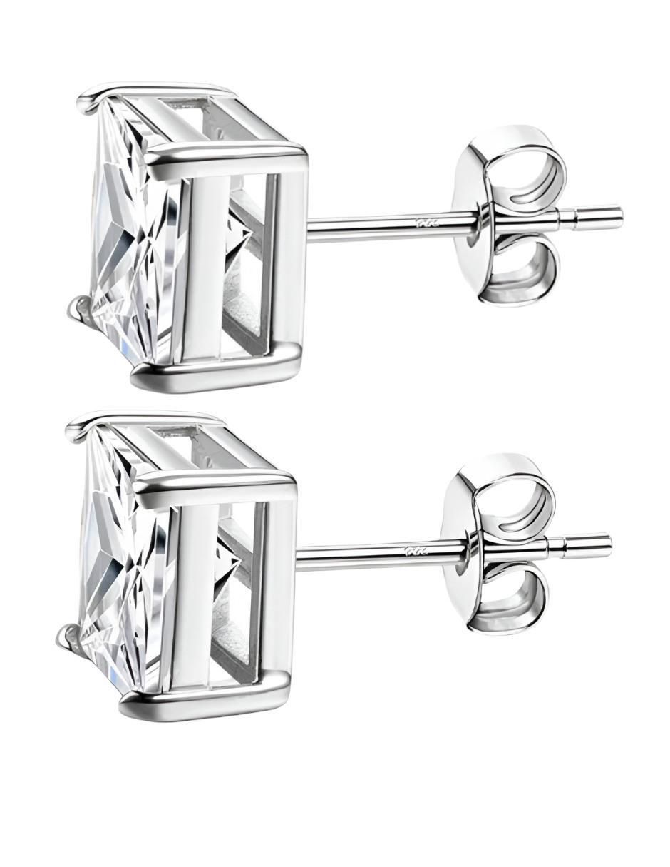 Aretes cuadrados de plata P 925 con acabado brillante 3