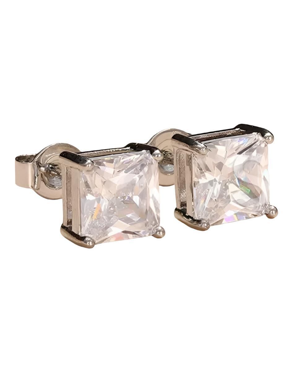 Aretes cuadrados de plata P 925 con acabado brillante 4