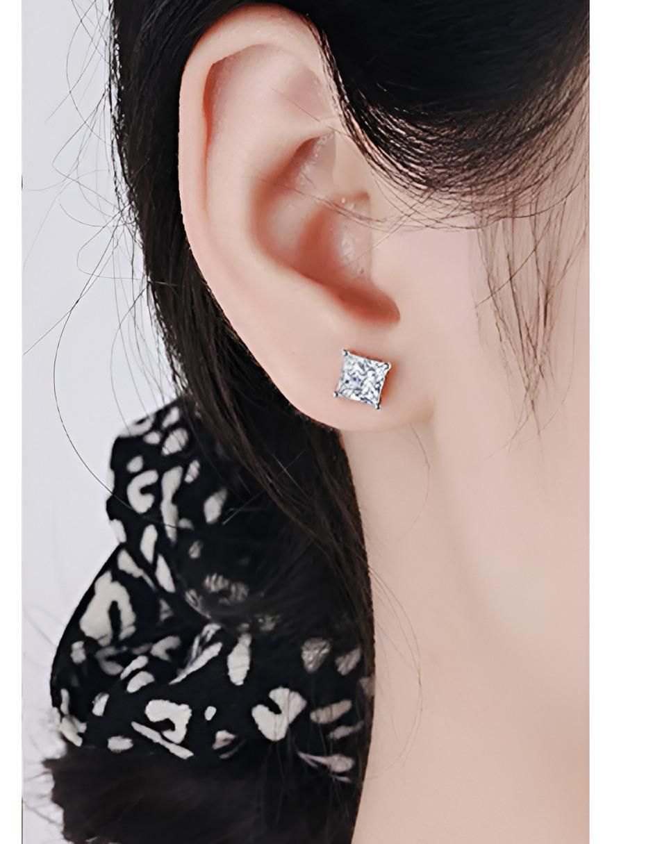 Aretes cuadrados de plata P 925 con acabado brillante 5