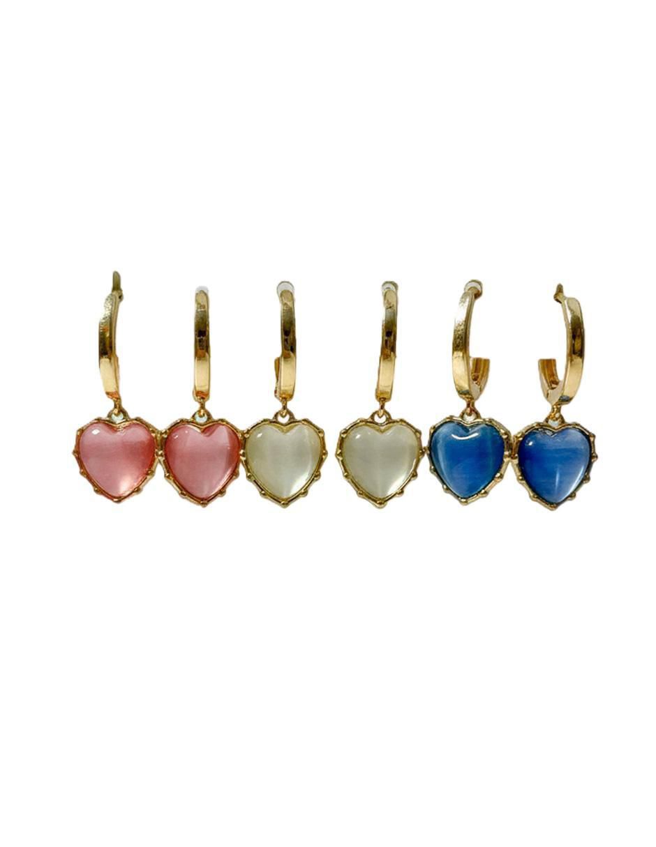 Set de aretes de corazón de oro laminado 10 K con acabado brillante Set de aretes de corazón de oro laminado 10 K con acabado brillante