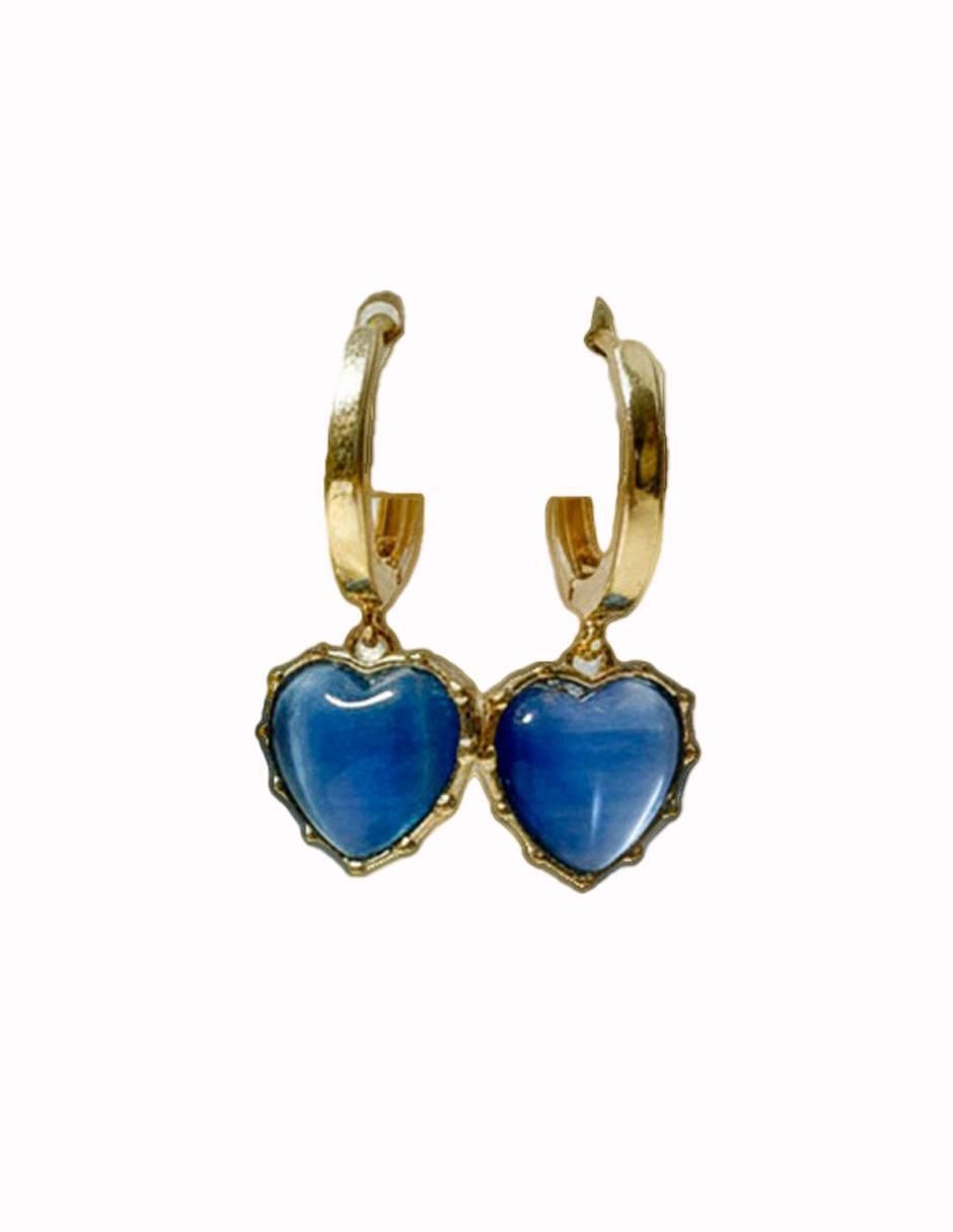 Set de aretes de corazón de oro laminado 10 K con acabado brillante 2