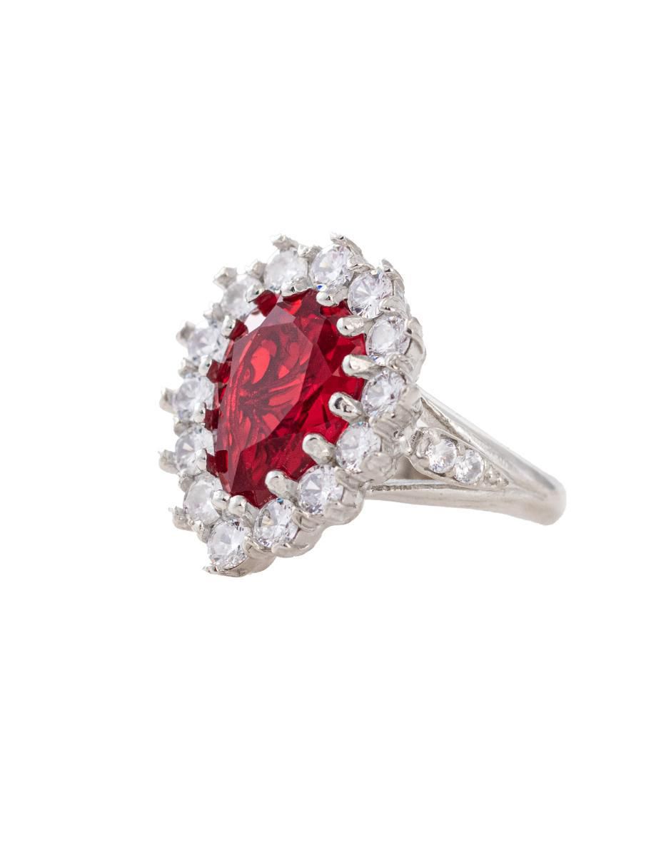 Anillo de gota P 925 de plata zirconia cúbica baño de rodio 3