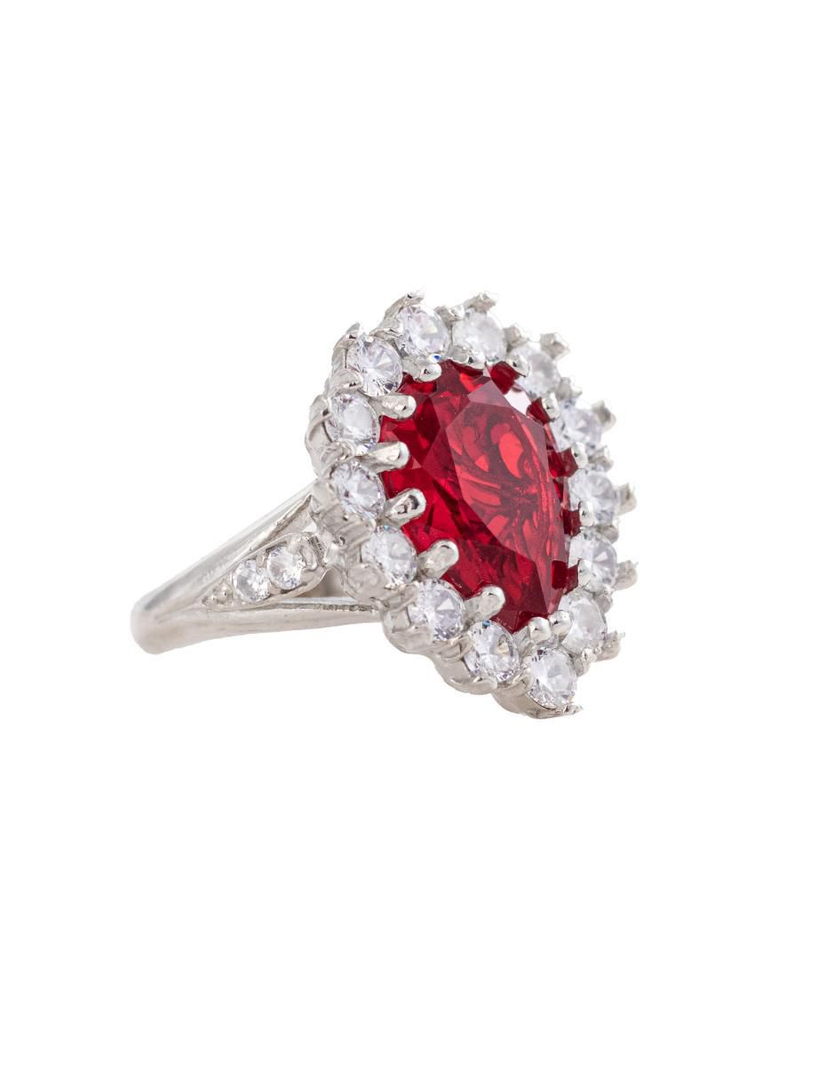 Anillo de gota P 925 de plata zirconia cúbica baño de rodio 2