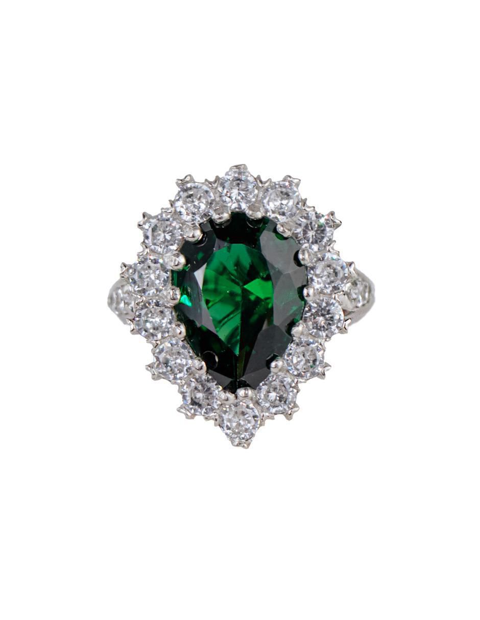 Anillo de gota P 925 de plata zirconia cúbica baño de rodio 1
