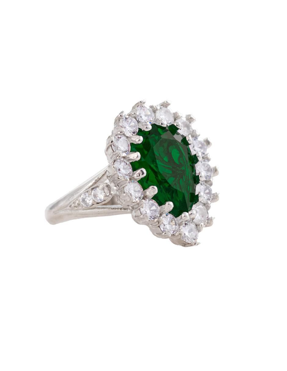 Anillo de gota P 925 de plata zirconia cúbica baño de rodio 2