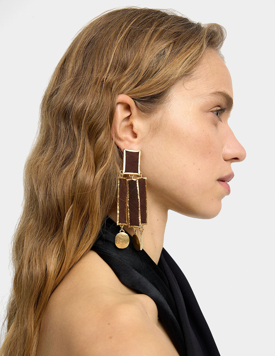 Aretes largos Trend Extra con acabado martillado 4