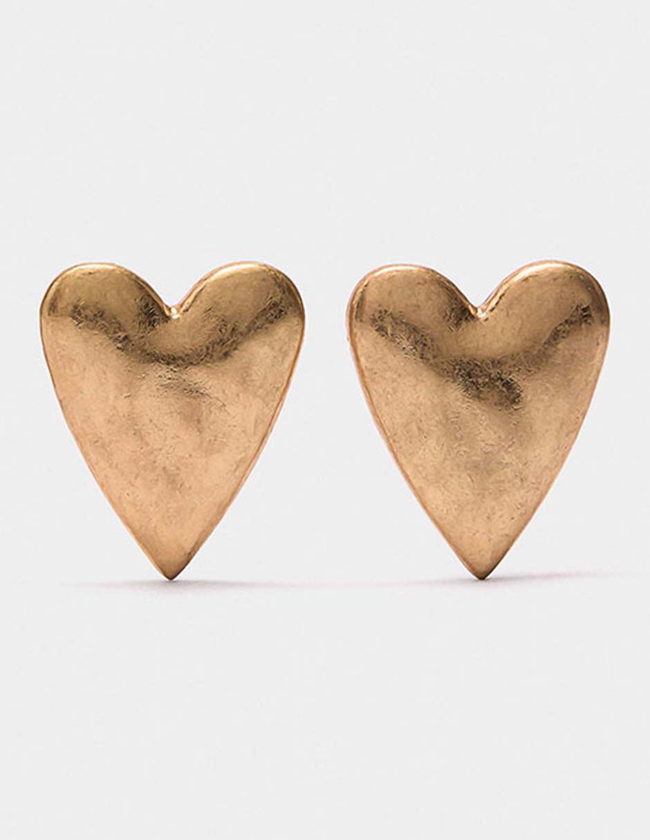 Aretes largos de corazón Golden Basics con acabado brillante