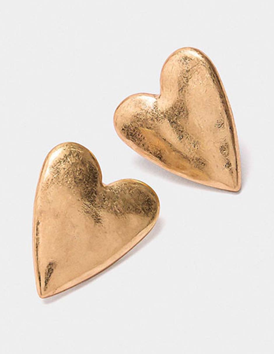 Aretes largos de corazón Golden Basics con acabado brillante 2