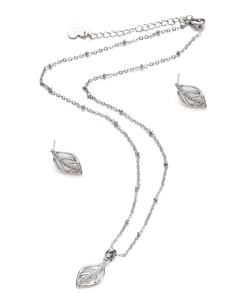 Aretes y collar de hoja