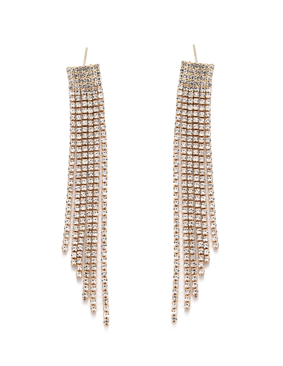 Aretes largos con acabado brillante cristal Aretes largos con acabado brillante cristal