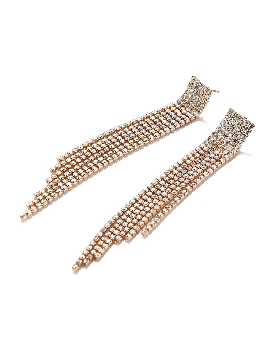 Aretes largos con acabado brillante cristal