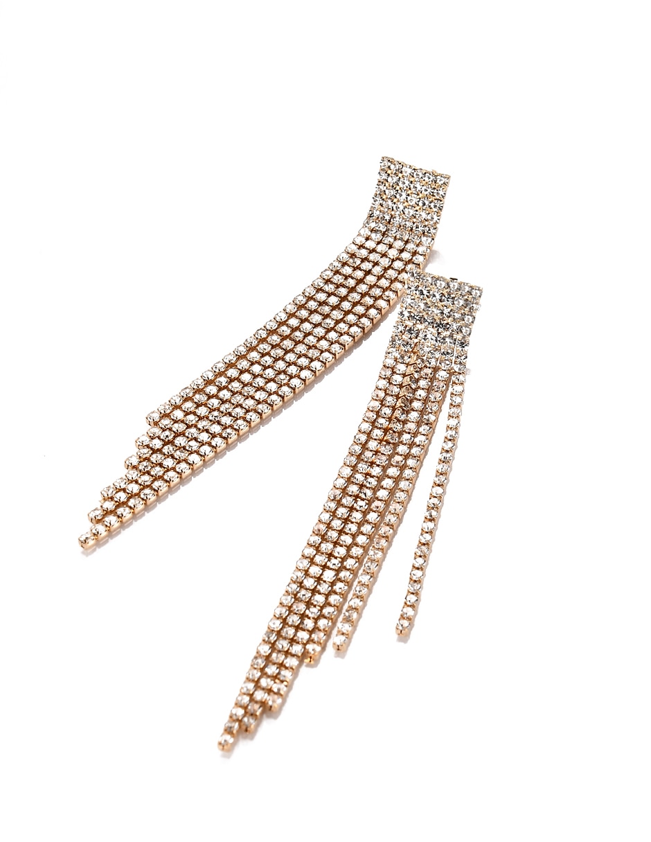 Aretes largos con acabado brillante cristal