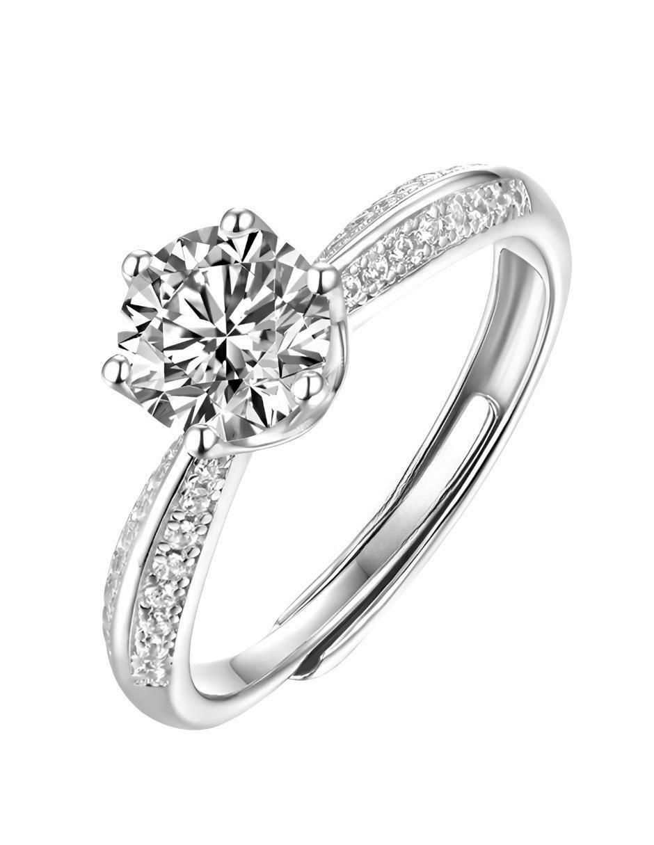 Anillo redondo P 925 de plata moissanita pulido