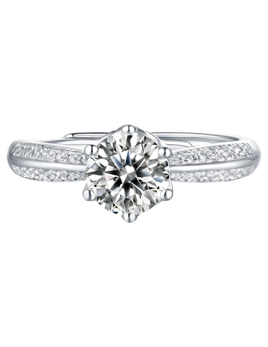 Anillo redondo P 925 de plata moissanita pulido 4