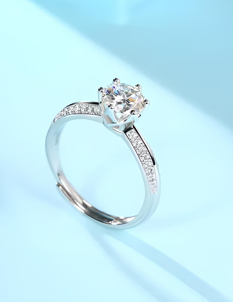Anillo redondo P 925 de plata moissanita pulido 2