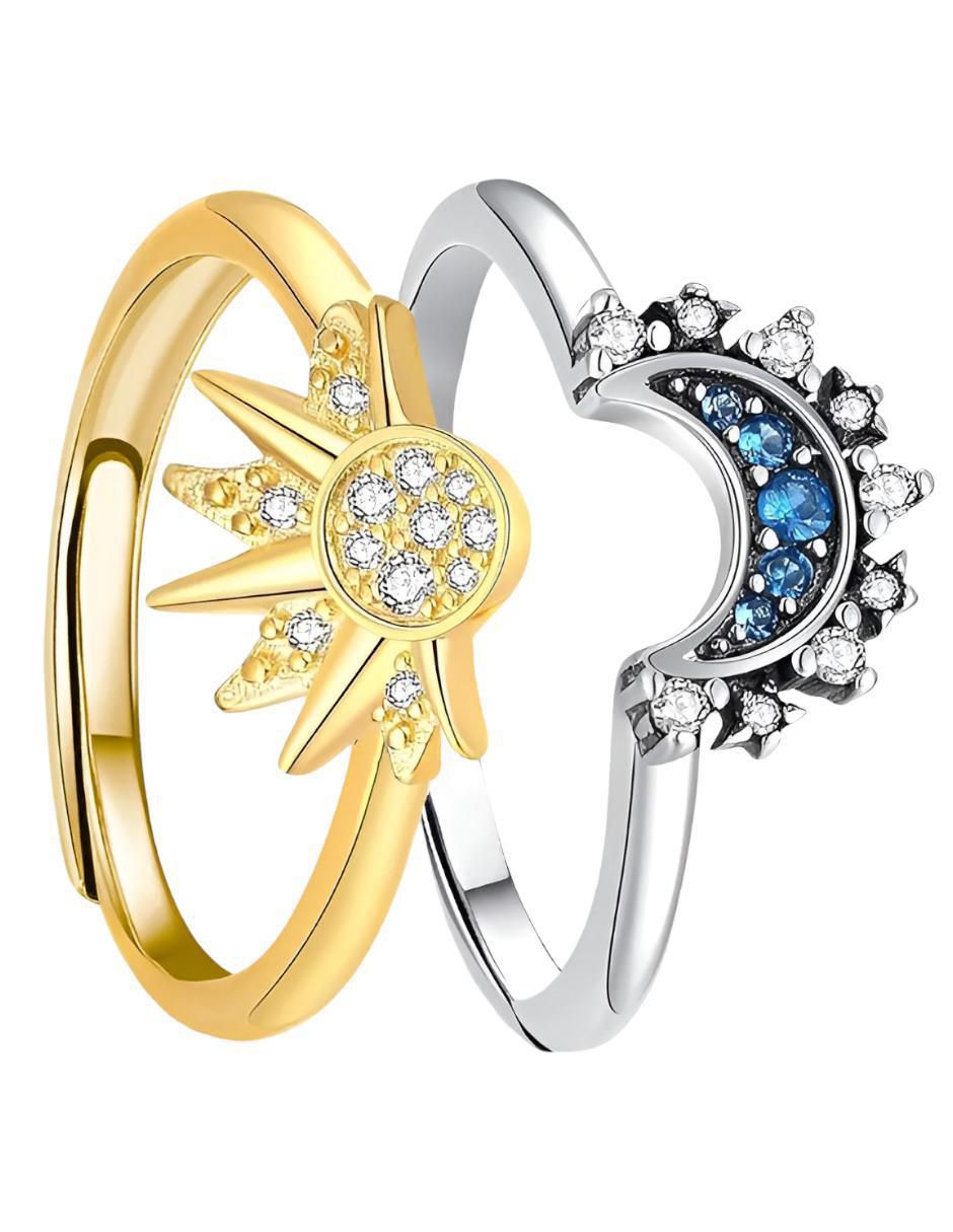 Set anillo de sol cuarzo sintético brillante