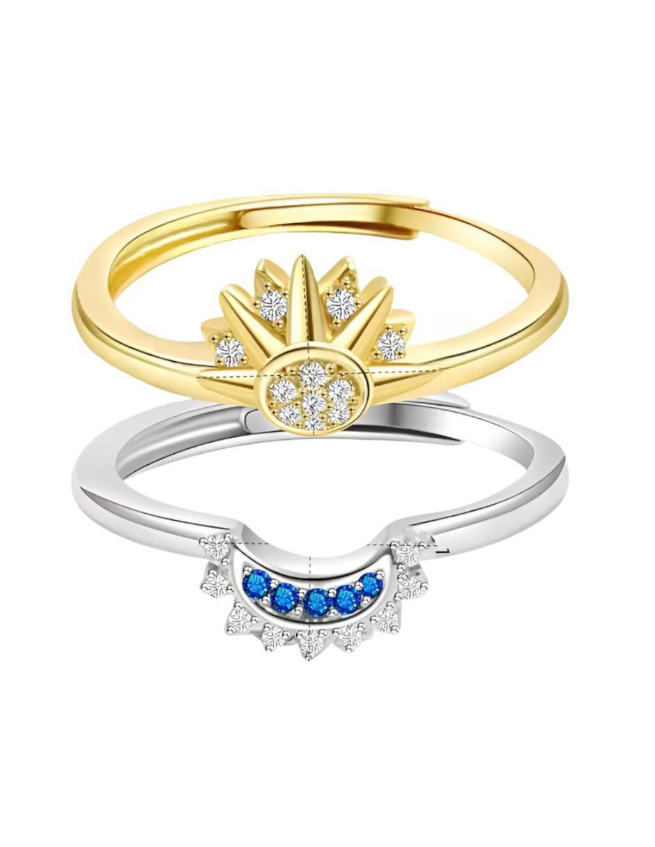 Set anillo de sol cuarzo sintético brillante