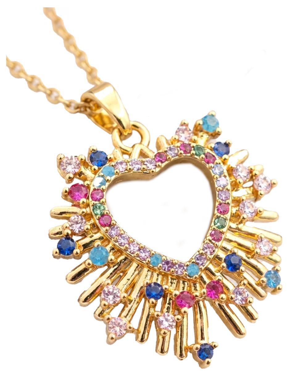 Collar con dije corazón de oro laminado 18 K 3